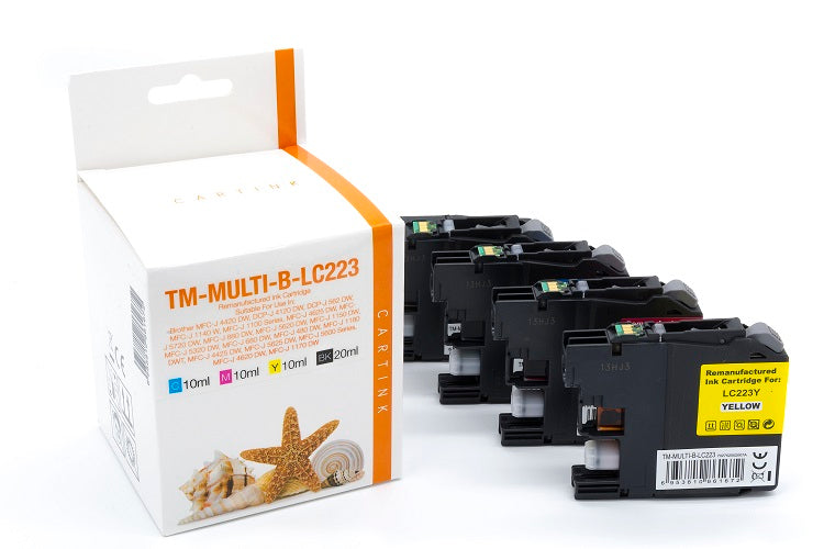 Alternatives Tintenpatronenset Schwarz, Cyan, Magenta, Gelb ersetzt Brother LC-223 CMYK
