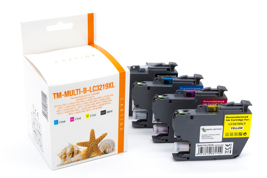 Multipack LC3219XL Alternativ Tinte für Brother LC3219XL - BK=68ml, CMY= je17ml