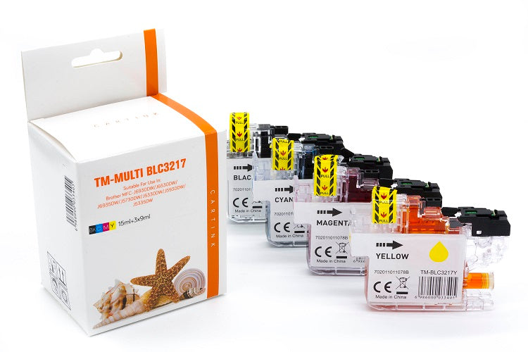 Alternatives Tintenpatronenset Schwarz, Cyan, Magenta, Gelb ersetzt Brother LC-3217 CMYK